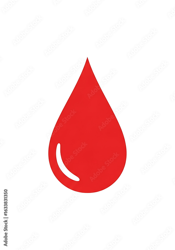 Obraz premium Red blood drop isolated on white background in a flat vector design