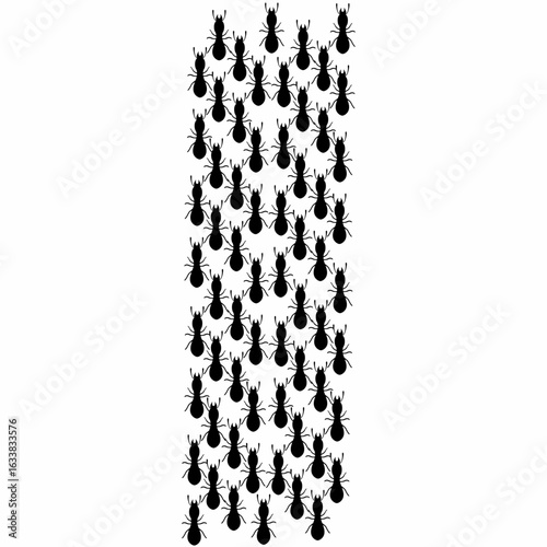 Vector illustration of a termite colony moving in neat rows. On a white background. Wood eating animals.