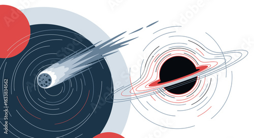 Cosmic Collision Depicts A Comet Approaching A Voracious Black Hole In Space