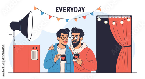 Couple Celebrate Affection Capturing Moments In Photo Booth With Heartfelt Souvenirs