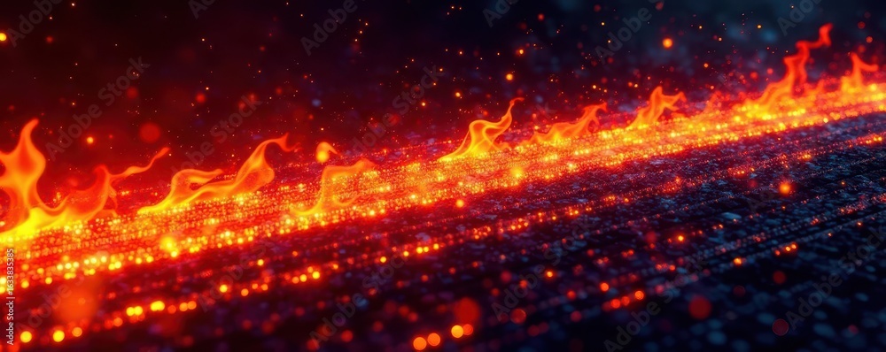 Fototapeta premium Fiery racing stripes, halftone texture, abstract flames , esports, racing, banner