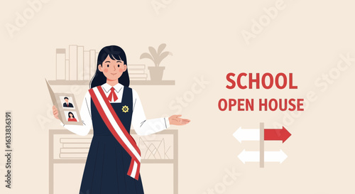 Cheerful Student Presents University Open House And Invites Prospective Families