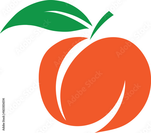 Fresh Ripe Peach Fruit Vector Icon – Organic Food and Healthy Eating Clipart Illustration.