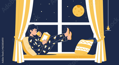 Cozy Evening Reading Enjoying Peace Quiet Alone Time At Home
