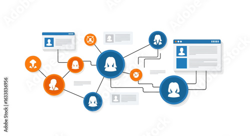 Digital Networking Conceptualization Showing Online Community Connections For Social Media