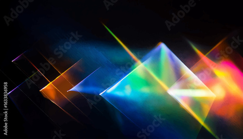 Rainbow crystal light leak flare reflection vector illustration. Lens colorful set. Iridescent crystal leak glare reflection effect. Optical rainbow lights, glare, leak, streak overlay.