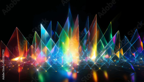Rainbow crystal light leak flare reflection vector illustration. Lens colorful set. Iridescent crystal leak glare reflection effect. Optical rainbow lights, glare, leak, streak overlay.