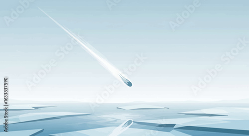 Distant Winter Landscape Featuring Falling Object Under Pale Sky Backdrop