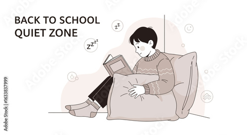 Cozy Reading Nook An Illustration Of A Boy Relaxing With A Book
