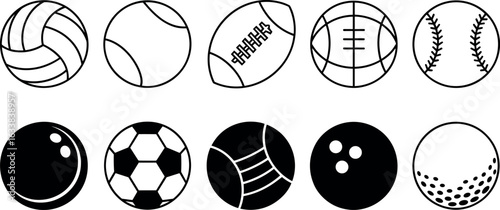 Collection of diverse sports balls representing various athletic games and competitions