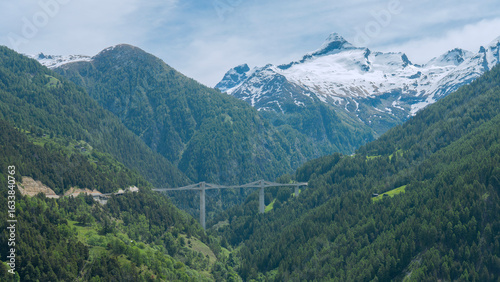 Simplon pass in Switzerland, mountain view, bridge in the Alps