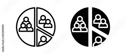 Segmentation multiple icon set of two.line and glyph vector illustration