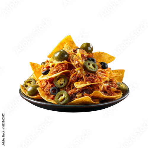 Delicious Pulled Pork Nachos with Jalape�os and Olives
