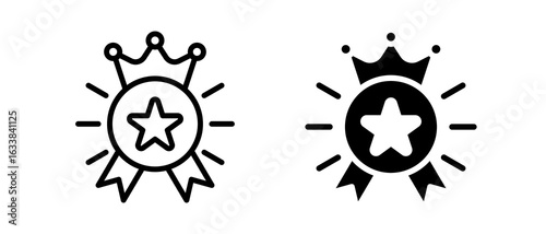 Quality Badge multiple icon set of two.line and glyph vector illustration