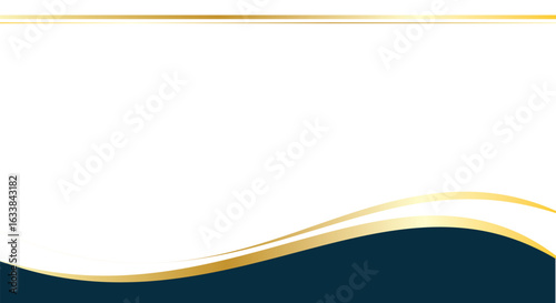 Abstract certificate background vector design with gold and dark green wave lines at bottom