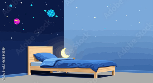 Dreamy Bedroom Depicts Night And Day In One Creative Conceptual Illustration