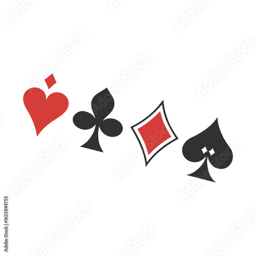 suit deck of playing cards. hearts diamonds clubs spades symbol. transparent png and vector illustration.