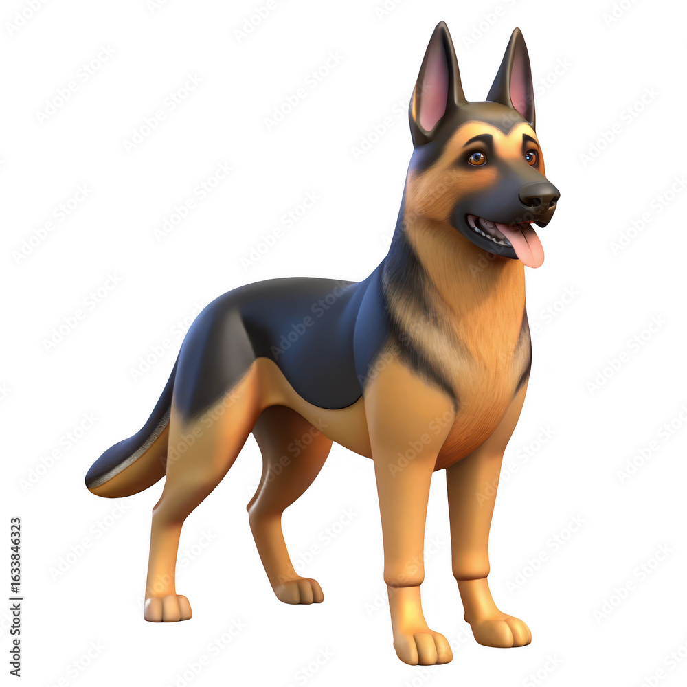 Fototapeta premium 3d german shepherd standing isolated on transparent background
