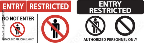 Entry Restricted Sign – Authorized Personnel Only Warning Sticker Vector, Red and White Printable Banner.

