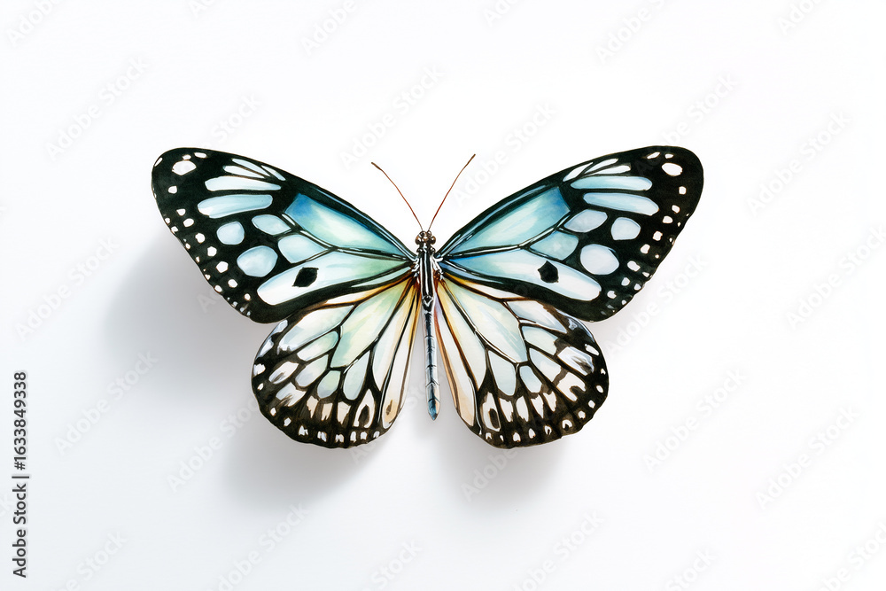 Obraz premium A butterfly drawn on a white isolated background.