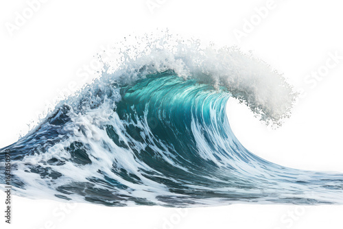 Fototapeta Naklejka Na Ścianę i Meble -  Powerful ocean wave png image, sea water surge, breaking wave clipart, oceanography, marine life, surfing, storm, tsunami, isolated on transparent background
