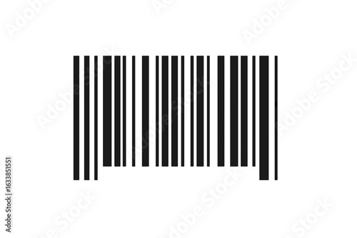 Isolated barcode icon vector illustration. Black and white barcode label. Retail product code. Inventory tracking. Identification tag. Data scanning symbol. Commerce and logistics graphic element.