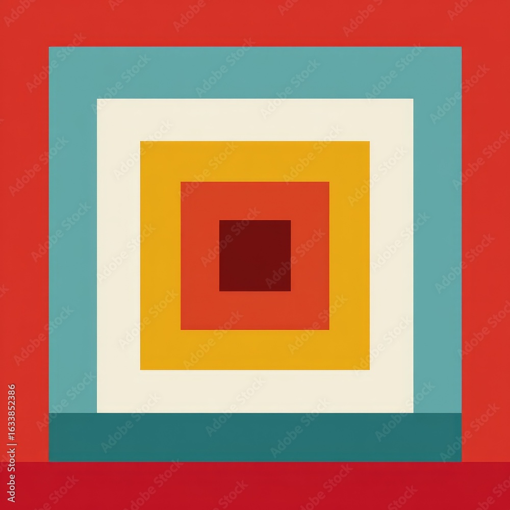 Nested squares in muted warm and cool tones Nested squares in muted warm and cool tones