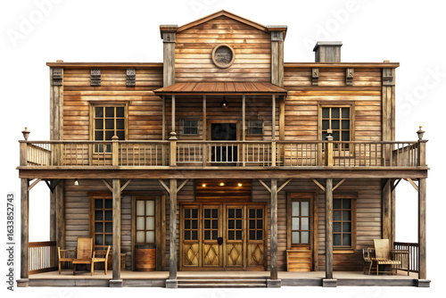 Magnificent old western saloon isolated on transparent background