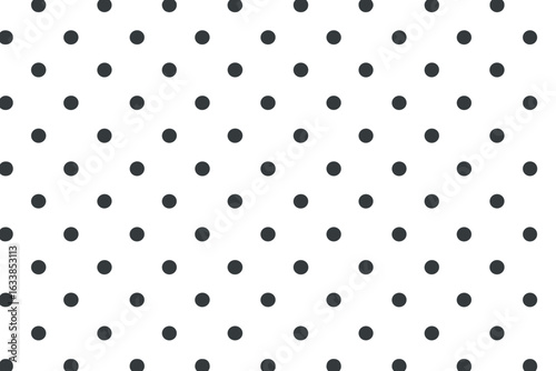 Seamless polka dot pattern vector. Minimalist black dots on white background. Simple repeat texture. Modern geometric layout for fabric, wallpaper, wrapping paper, textiles, backgrounds, and prints.