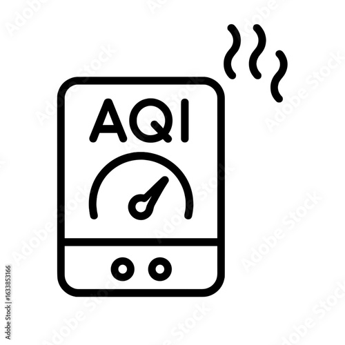 Air Quality Index meter displaying pollution levels and gauge Air Quality Monitor Icon
