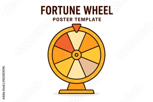 Fortune wheel vector illustration. Colorful spinning game wheel. Prize spin concept. Lucky draw. Casino wheel of fortune. Lottery chance. Gambling. Game show template. Cartoon style poster. Isolated.