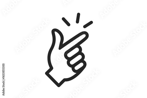 Snap Hand Gesture Icon, Finger Snapping, Click Flick Symbol, Simple Outline Vector, Easy Gesture, Success Concept, Interactive Action, Minimalist Design, Notification Alert, User Interface Element