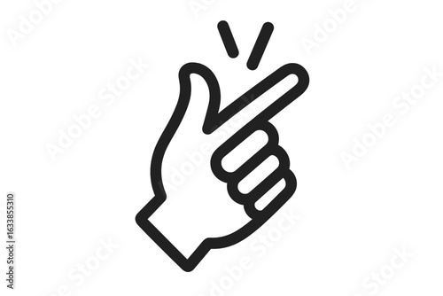 Hand Snap Gesture Icon, Finger Click Flick Symbol, Simple Bold Line Art, Instant Action Sign, Quick Response Concept, Black Outline Vector, Modern Communication, Transparent Background Illustration