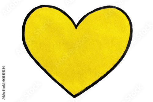 Bright yellow heart shape isolated on transparent background