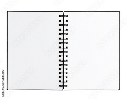 Top Spiral Notebook with Blank White Pages, isolated on a transparent background.