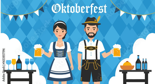 Celebratory Octoberfest Illustration Of Traditional Bavarian Festival And German Culture