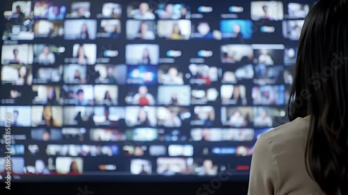 Person watching a large video call