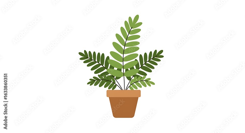 Obraz premium Potted Green Fern Plant Illustration