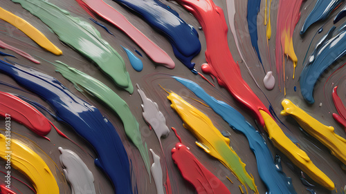 Set of colorful brush strokes, lines, hand painted design elements. Textures, backgrounds for text. Rough grunge edges.