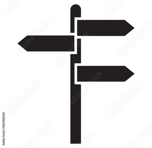 Black and white directional signpost with arrows pointing in multiple directions