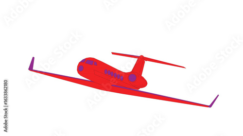 A red airplane flying in the sky