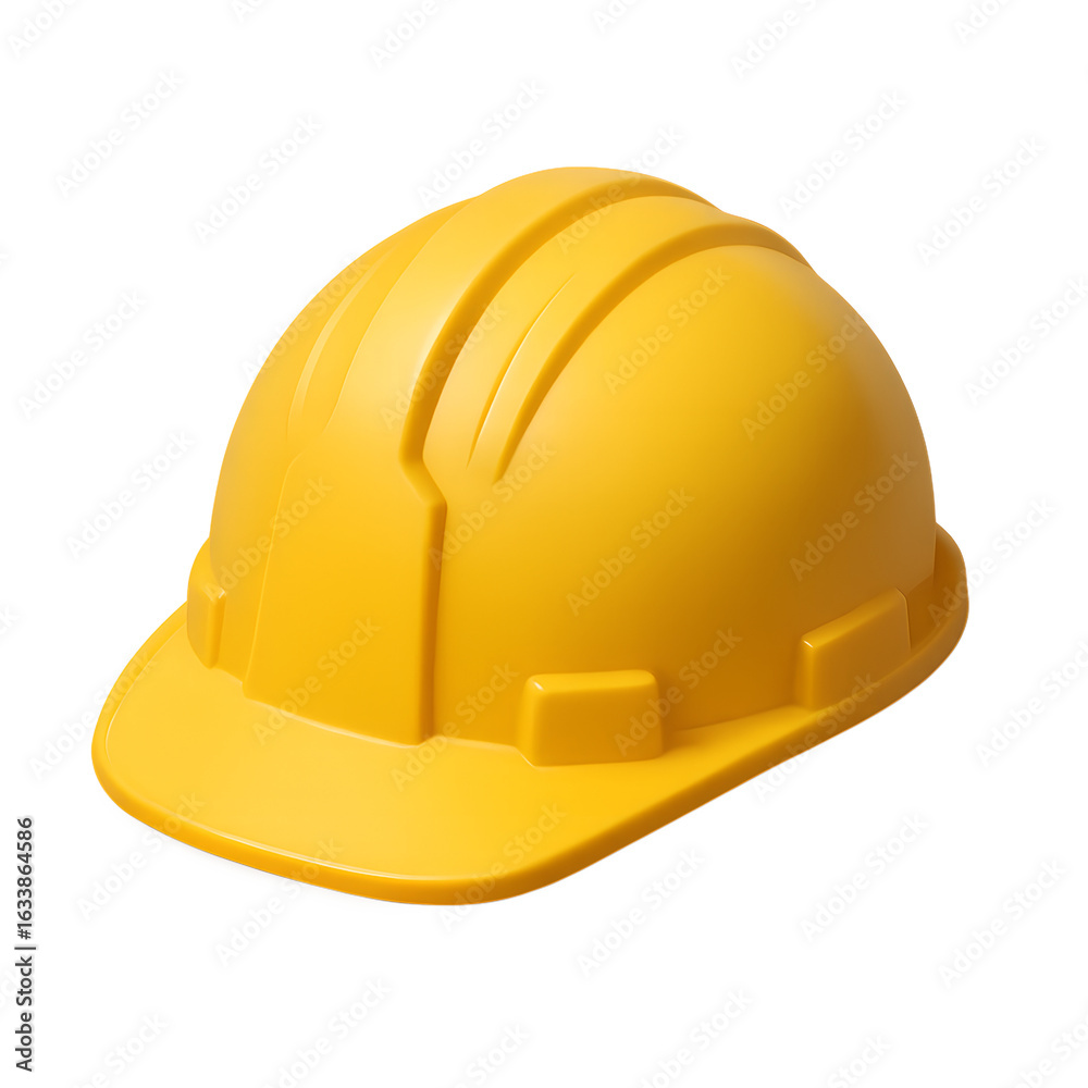 Fototapeta premium Protective Yellow Hardhat: A close-up view of a yellow construction helmet, symbolizing safety, protection, and the building industry.