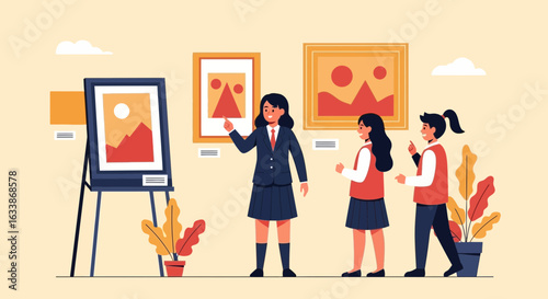 Art Class Visit Educational Gallery Showing Student Appreciation Of Culture