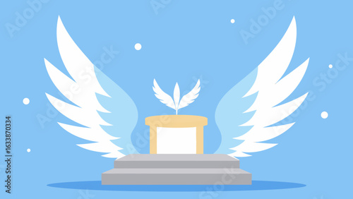 angelic celestial podium white feathers