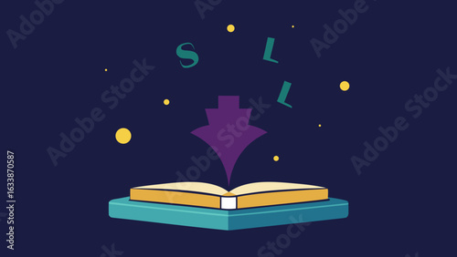 floating book podium magic text spells fantasy glow