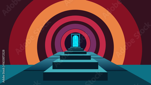 sci fi time travel tunnel rotating podium center