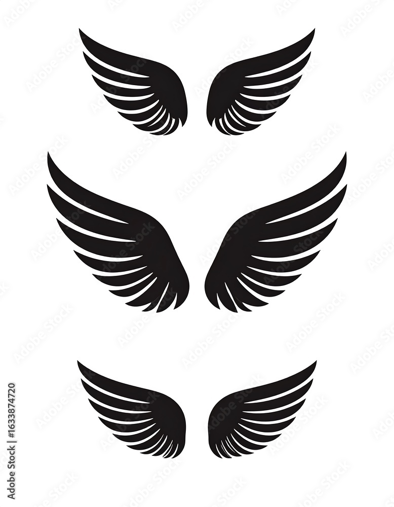 Obraz premium Three sets of stylized wings