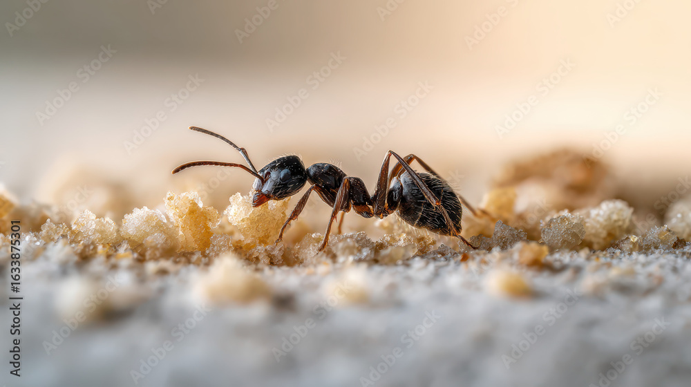 Ant Carrying a Crumb Centered Composition Clean Background Ant Carrying a Crumb Centered Composition Clean Background