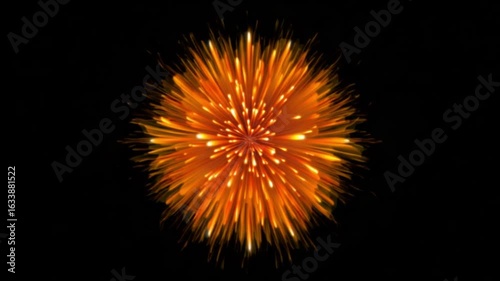 Explosion Abstract Fiery Burst with Vibrant Orange Energy — 4K HD Video Footage Download, Dynamic Hypnotic Pattern, Dramatic Lighting, Mesmerizing Visual Design