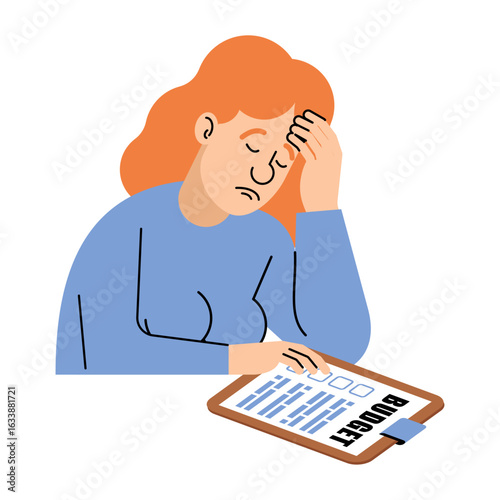 Worried woman holding her head while looking at a long medical bill. Concept of financial stress, healthcare expenses, or insurance issues. Great for health, debt, and economic crisis themes.